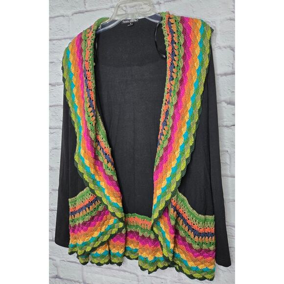 Double Zero open cardigan crochet colorful rainbow sweater small. - Picture 2 of 8